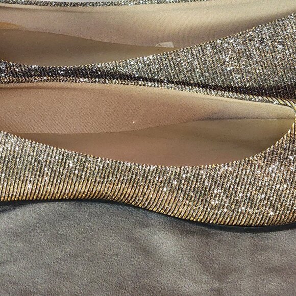 Lower East Side Gold Glitter Chelsea Dorado Fabric Upper Ballet Flat Size 7W - Picture 12 of 16